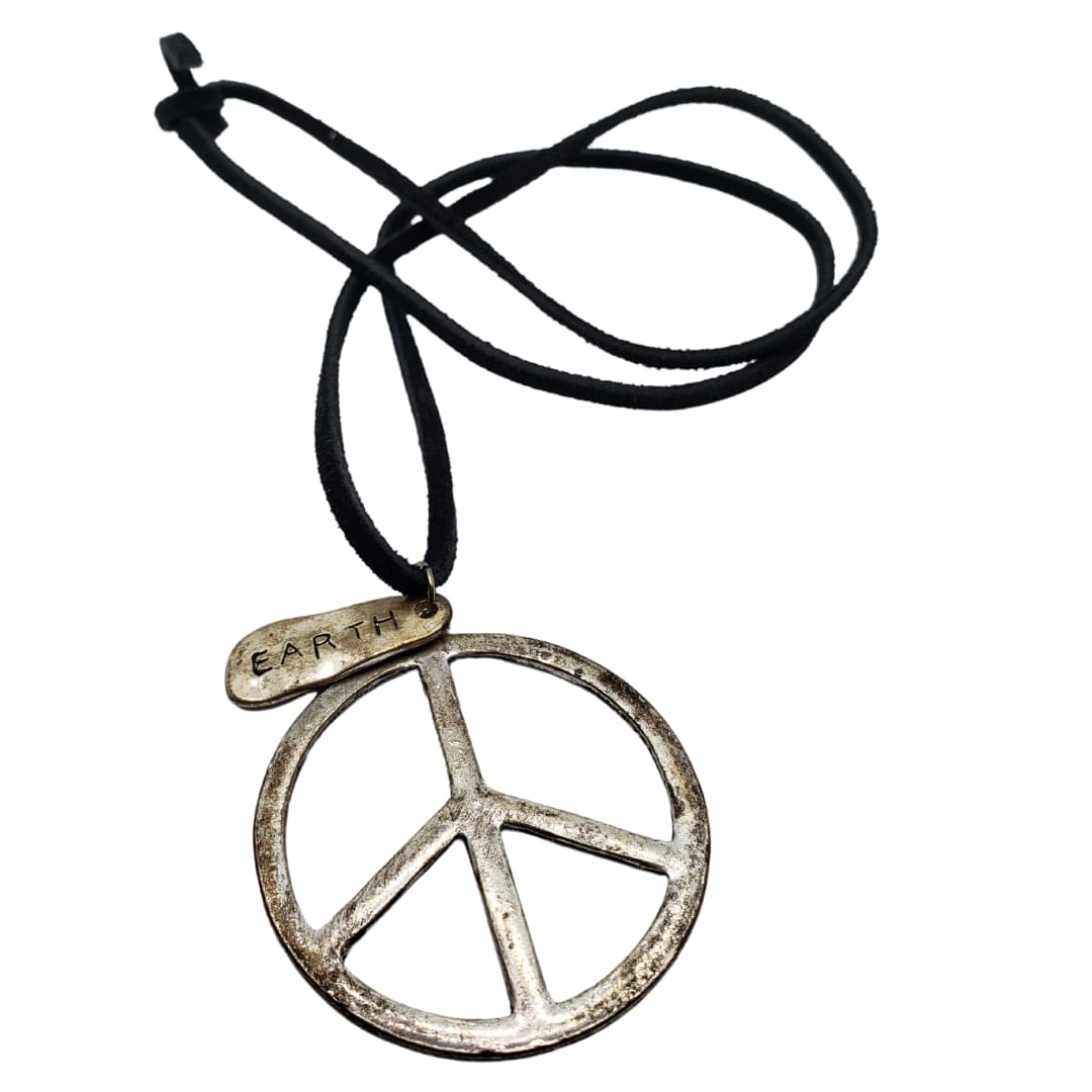 Earth Accessories Adjustable Peace Sign Pendant Necklace with Organic –  Shop Earth Accessories