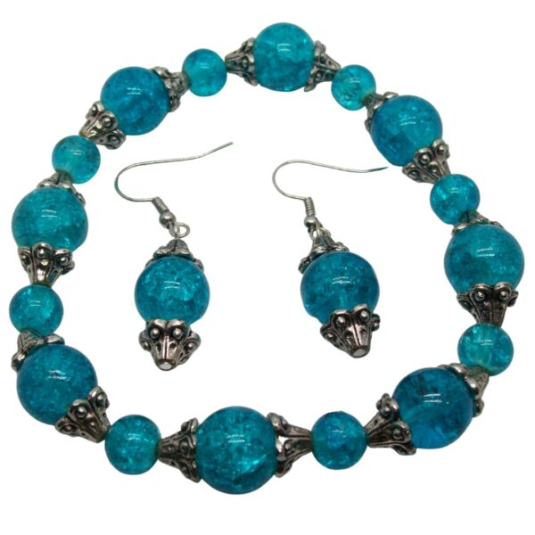 teal-green-beads-silver-accents-bracelet-hook-wire-earrings